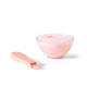 Tiny Harlow Tiny Tummies baba etetőkészlet tál és kanál, epres joghurt, Strawberry Yoghurt